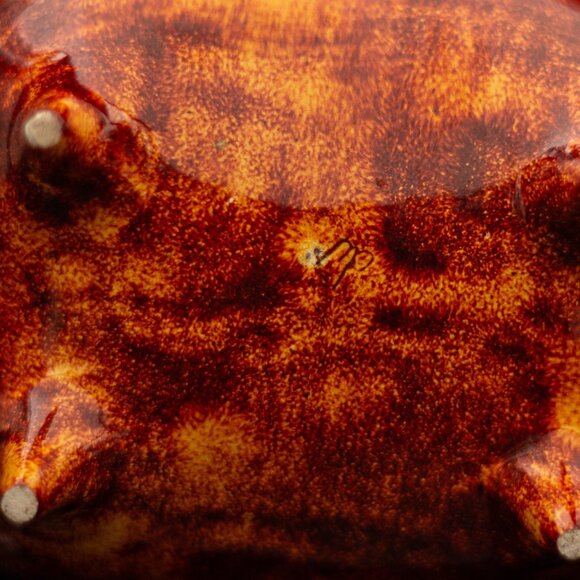 Vintage Handcrafted Ceramic Piggy Bank With Handle and Abstract Glaze Design - Picture 4 of 11